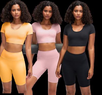 China New Arrival Women's Classic T-shirt Women's Short Pieces Breathable High Quality Compression Set 2 Yoga Set for sale