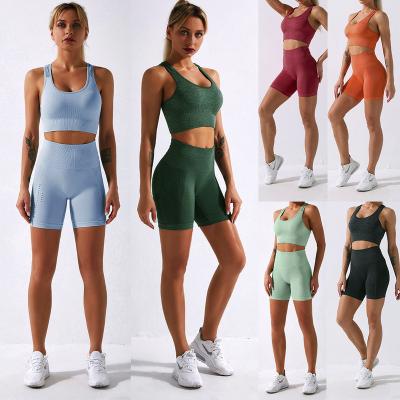 China Breathable Soft Seamless Sports Bra Yoga Fitness Set Women Set Workout Fitness Clothing Crop Bra Top Legging Set for sale