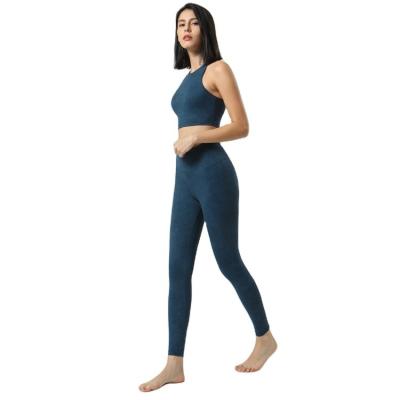 China New Sports Yoga Sports Suit High Waist Breathable Female Naked Fitness Suit Outdoor Leisure Suit With Beautiful Back for sale