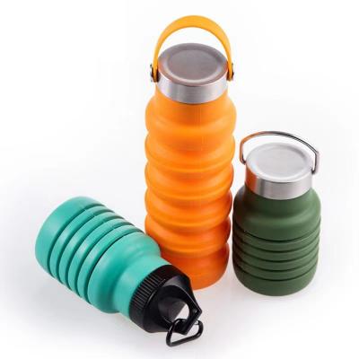 China Travel Viable Outdoor Bpa Free Silicone Sport Collapsible Bowl, 550ml Sports Collapsible Water Drink Bottle Silicone Water Bottles for sale