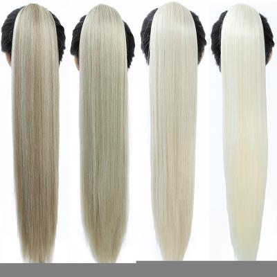 China Straight Cheap Clipin Ponytail Hair Extensions Wrap Around Long Straight Hair Ponytail Synthetic Hair ponytail for sale