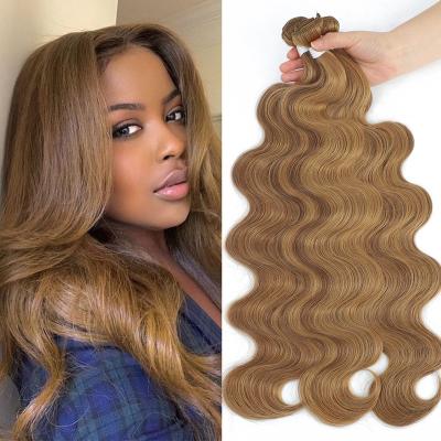 China High Temperature Fiber Ombre Body Wave Hair Bundles Synthetic Hair Weave Natural Color #4 Brown Hair Extension 1/2/3pcs Colored Weaving Organic Hair for sale