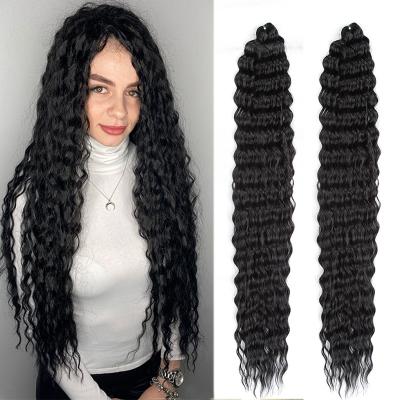 China High Temperature Fiber 30 Inch Soft Long Water Wave Crochet Hair Synthetic Goddess Braiding Hair Natural Wavy Black Red Hair Extensions for sale