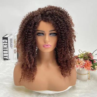 China Daily Use Short Afro Kinky Curly Wigs For Black Women African Synthetic Ombre Glueless High Temperature Cosplay Daily Use Wigs for sale