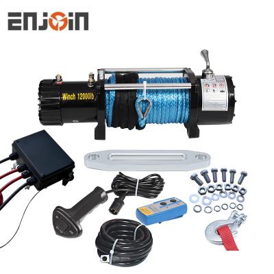 China ATV/UTV 4WD 12000lb Electronic Winch 12v With Synthetic Rope Backing Plate for sale