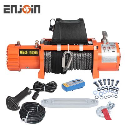 China ATV/UTV 12v 13000 Load Capacity Electric Winch Waterproof Offroad LBS with Hawsepipe Fairlead, Synthetic Rope and Cordless Remote for sale