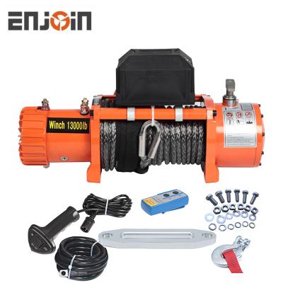 China ATV/UTV 13000lbs Pulling Capacity 4x4 Application12v Electric Remote Control Car Winch With Synthetic Rope for sale