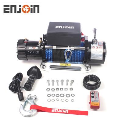 China Factory-direct ENCOURAGE 4X4 winch 12000lbs pull electric power 12v/24v 4WD winch with synthetic rope for sale