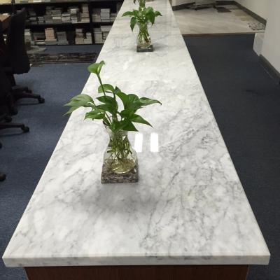 China Carrara Modern White Marble Prefab Laminate Kitchen Countertops Cheap Price for sale