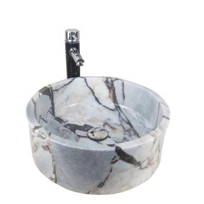 China Modern Bathroom Sink White Marble Round Cultured Marble Basin for sale