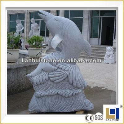 China Western Natural Stone Dolphin Animal Carving Sculpture For Garden Decoration for sale