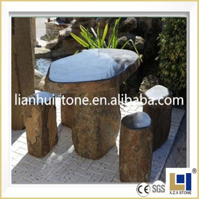 China Classic Natural Basalt Stone Hand Carving Customized Design Garden Tables And Chairs for sale