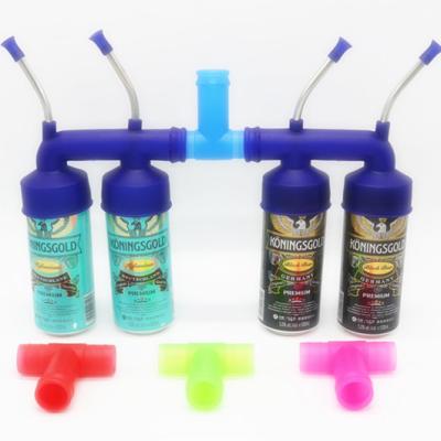 China Beautiful Colorful Double Hot Stamping Beer Can Bongs Snorkel Funnel For Blowing Drinks for sale