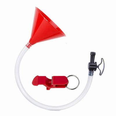 China Beautiful Colorful Fast Shipping RED Plastic Beer Funnel Party Single Pipe Beer Promotion Stock Bong With Free Bonus Shotgun Tool for sale