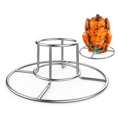 China Easily Cleaned Chicken Grill Rack Stainless Steel BBQ Roasting Rack Beer Can Chicken Rack For Camping for sale