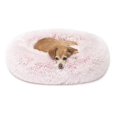 China HOT Dogs Self Donut Cat Bed Faux Fur Dog Beds Heated Indoor Round Pillow Cuddler for sale