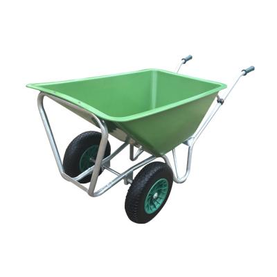 China 160L Garden Hot Dip Galvanized Plastic Tray Wheelbarrow for sale