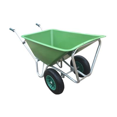 China 160L Durable China Two Wheels Hot Dip Galvanized Wheelbarrow for sale