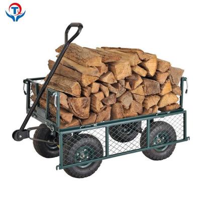 China Tools 250Kg Loads 4 Wheel Steel Mesh Wagon Flower Garden Cargo Beach Cart Cart for sale