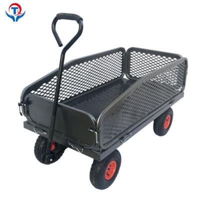 China Folding Tools 4 Wheel Sides Platform Go Cart Beach Garden Tool Cart for sale