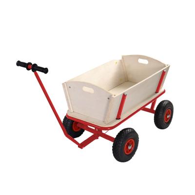 China Tools 4 Wheel Kids Foldable Wagon Early Learning Toy Wooden Wagon Beach Tool Wagon for sale