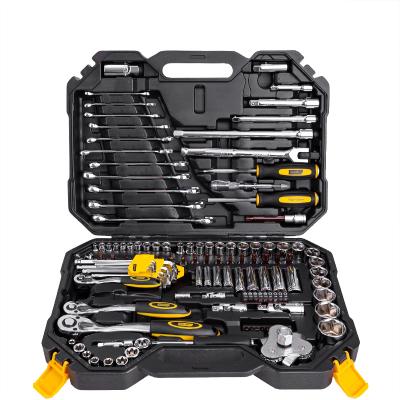 China Hot Selling Plastic 123 Pieces Socket Wrench Auto Manual Vehicle Repair Auto Tool Box Set Sockets and Accessories Tool Kit for sale