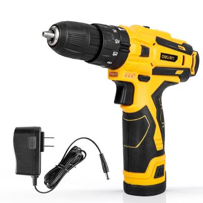 China Popular yellow electric drill rechargeable screwdriver lithium 12v electric drill with two mechanical gears 197*187mm for sale