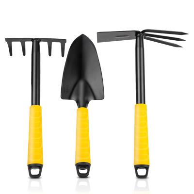 China Hand gardening trowel garden rake set of 3 handle hardware kit ncludes tool, grafting trowel and cultivator hand rake garden tools for sale