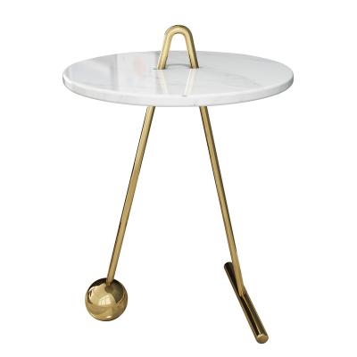 China (Size) 2021 New Design Adjustable Round Frame Two Marble Top Legs Metal Gold Table Console Side Coffee Tables for sale