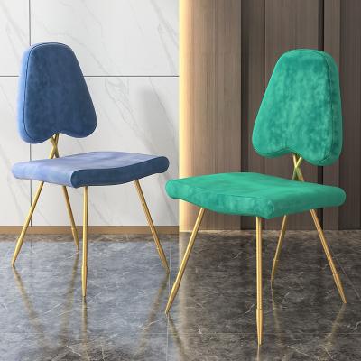 China (Size)Adjustable Unique Design Restaurant Hotel Makeup Chairs Colorful Metal Frame Velvet Cushion Dining Chair for sale