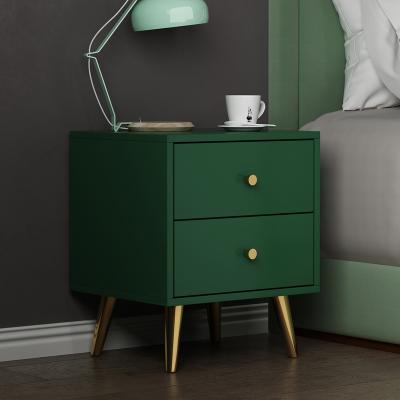 China Adjustable Modern Home Hotel Furniture Bedroom Solid Wood Green Metal Frame Nightstand Organizer (Height) for sale