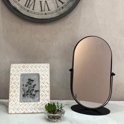 China 2021 Retro Durable Vanity Beauty Mirror Bedside Table Modern Desktop Black Mirrors for sale