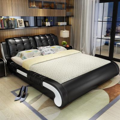 China Italian Modern High End Cool Tier Style Adjustable Man Bed Luxurious Genuine Leather Beds Black Gray (Size) for sale