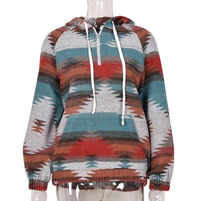 China Anti-pilling new design women's Aztec oversized hoodie zipper collar hoodies and sweatshirts yarn-dyed thick Aztec hoodie for sale