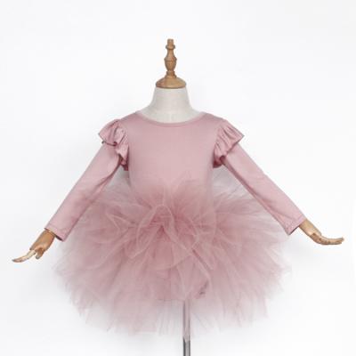 China Anti-wrinkle kids girl clothing girls skirts long sleeve ballet dancer tights and wear princess gymnastic dress for sale