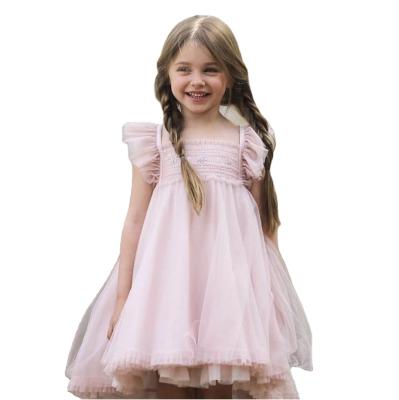 China Girls Clothing Hot Sale Anti-wrinkle Tutu Dress Butterfly Wing Cotton Sleeveless Girls Dresses for sale