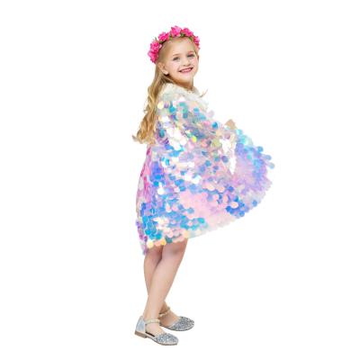 China hot sale capes for girls coats mermaids sparkle sequin kids girls cape S-M-L for sale