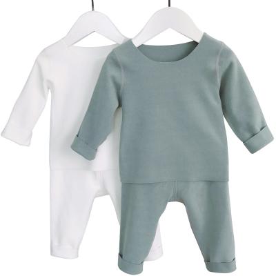 China Sale Breathable Warm Newborn Baby Clothes Winter Velvet Long Sleeve Two Piece Pants Set Baby Clothing Sets for sale