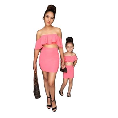 China European and American style hot sale casual dress mom anti-pilling I a line dress family matching outfits for sale