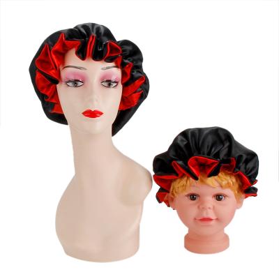 China 2022 European and American style hair care hats mom I double layer European and American hat night style satin reversible hood for sale