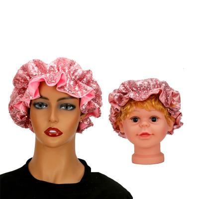 China 2022 European and American style sleep night cap mom I double layer European and American style satin sequined night cap for sale