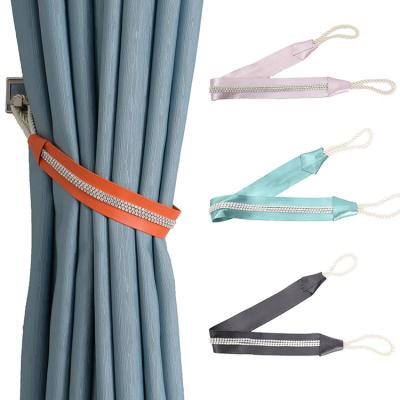 China European-style curtain tieback hook leather curtain tie backs with fringe with composite hanging ball tassel rope for curtains for sale