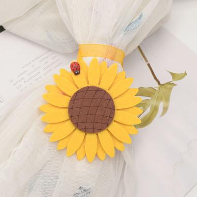 China Sunflower magnetic curtain tie backs tassel tieback buckle rope ribbon clip curtain tie flower christmas curtain buckle tieback for sale