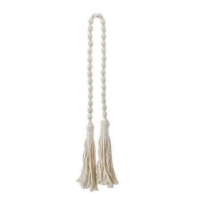 China Natural style Wind curtain fringe tassel hand-woven tassel curtain new design rope tie band buckle tie tassel trim curtain for sale