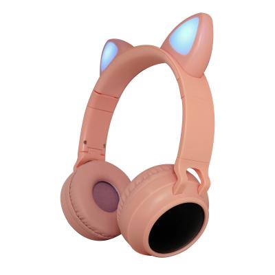 China Cute Stereo Cat Ear Headset Wireless Earphone Women's Foldable Kids Headband Cell Phone Mobile Phone Earphone for sale