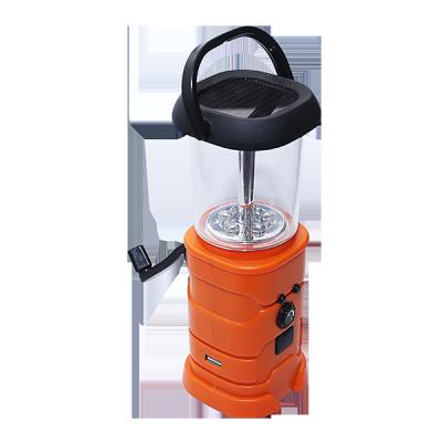 China Camping Fishing Traveling Hiking Crank Handle LED Rechargeable Battery Solar Powered Camping Walking Lantern High Quality ABS Floodlight With FM Radio for sale