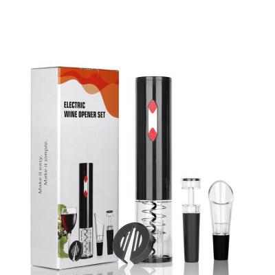 China Hot Sale Automatic Corkscrew Stocked Electric Wine Opener Gift Set With Aluminum Cutter Base for sale