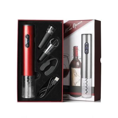 China Wine Accessories Gift Items Electric Wine Opener with USB Cable Wine Lover Filler Gift Set Holiday Birthday Wedding Kit with Batteries and Wine Cutter aluminum for sale