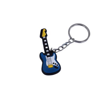 China New Best Selling Letter-Chain Rubber Rubber Guitar Car Key Chain Rubber Key Chain for sale