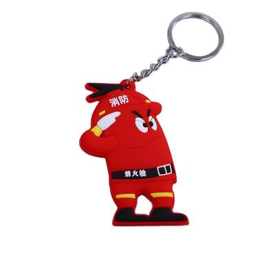 China 2D Good Quality Rubber Firefighter Custom Rubber Bubbles Key Chain Key Chain for sale